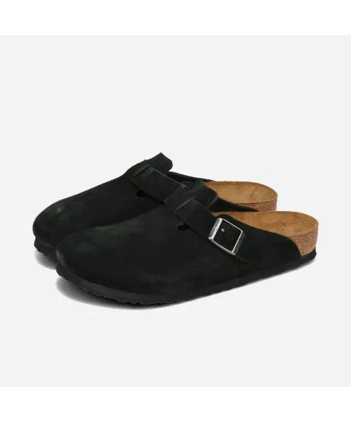 Унисекс сандалии Birkenstock Boston из замши чёрные