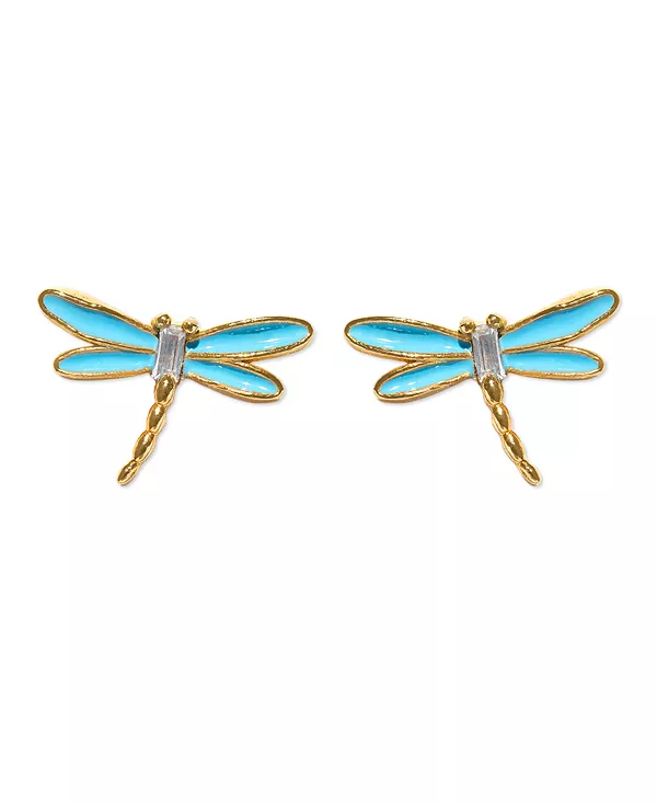 

Позолоченные серьги-гвоздики в виде хрустальной стрекозы Girls Crew, gold