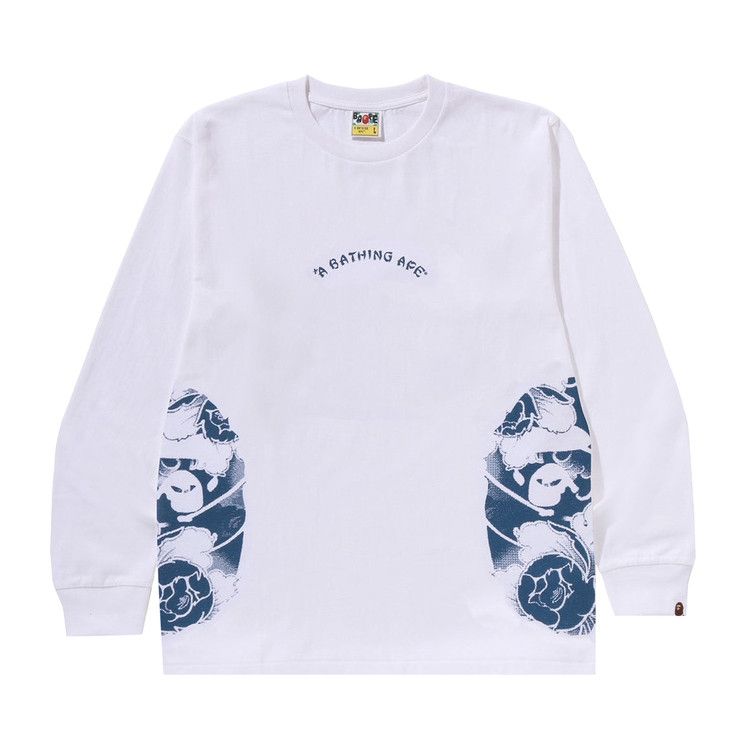 

Футболка BAPE Japanese Tattoo Side Big Ape Head Long-Sleeve Tee, White