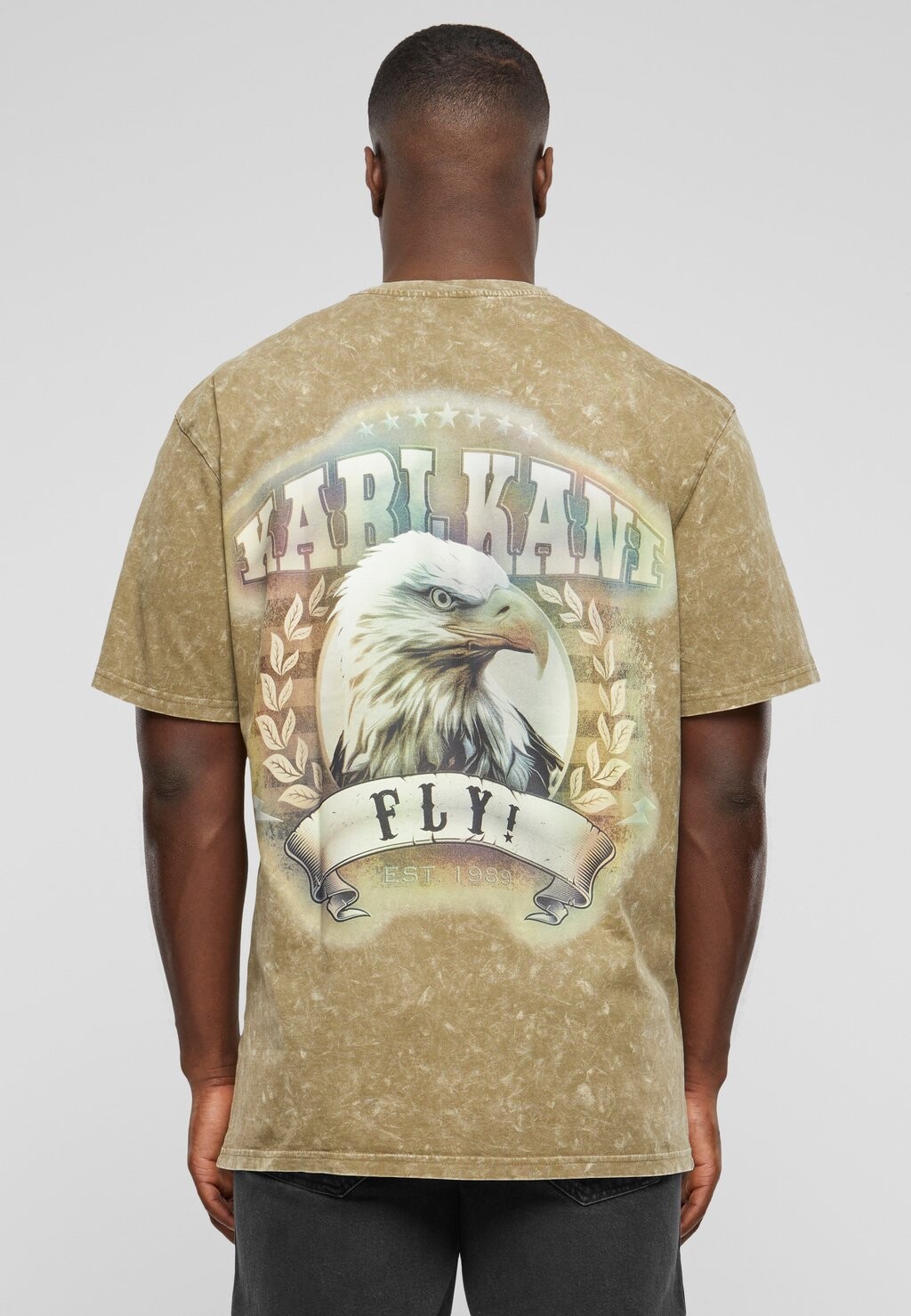 

Футболка с принтом SIGNATURE WASHED EAGLE TEE Karl Kani, цвет olive