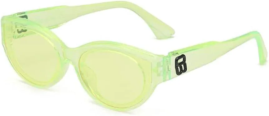 

Ретро овальные солнцезащитные очки для мужчин и женщин, летние, в стиле хип-хоп, с защитой от ультрафиолета 400 (сплошной белый с серыми вкраплениями) SLCHJXS, Green