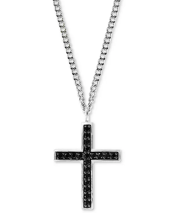 

Мужское ожерелье Effy с черной шпинелевой подвеской в виде креста, 22 дюйма, из стерлингового серебра Effy Collection, silver