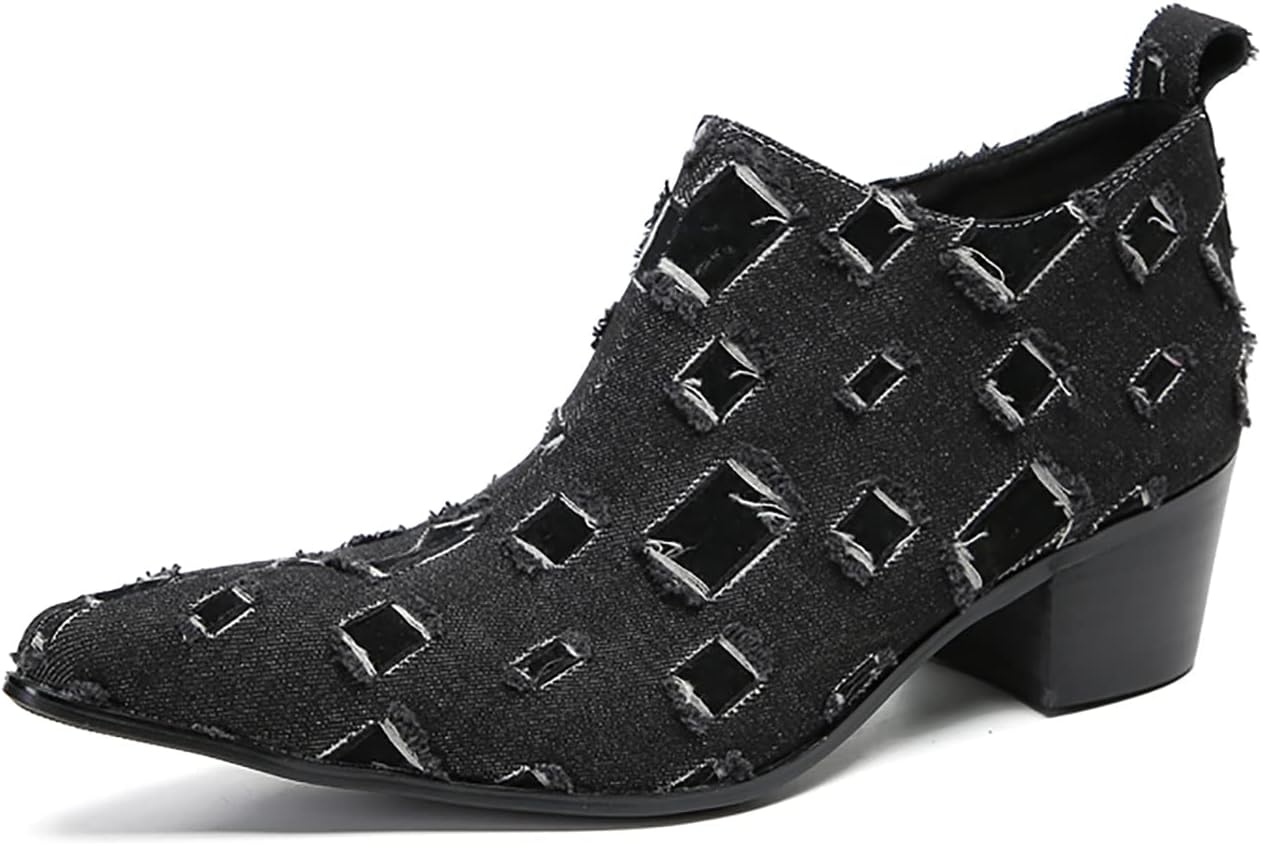 

Мужские ботинки челси Santimon для модных мероприятий/свадеб/вечеринок в стиле вестерн- замшевые и кожаные ботильоны с молнией и перфорацией на мыске, стильные ковбойские ботинки чукка для выпускного вечера, ночного клуба, дискотеки, черный