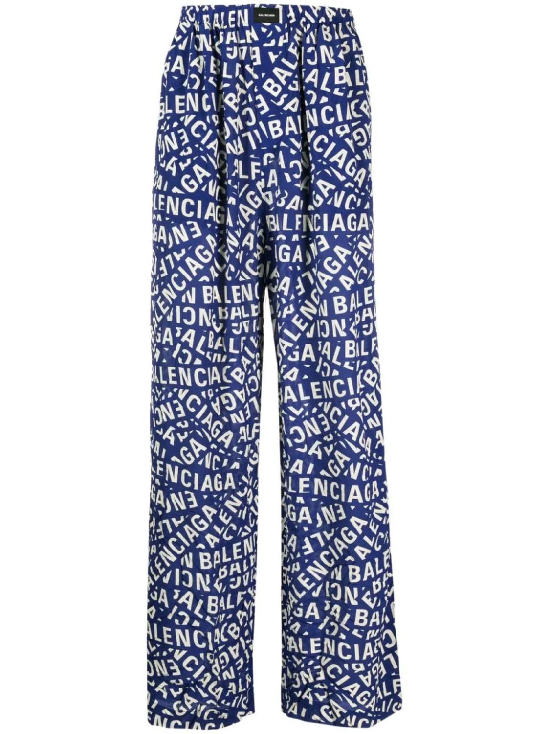 

Balenciaga пижамные брюки с логотипом, синий
