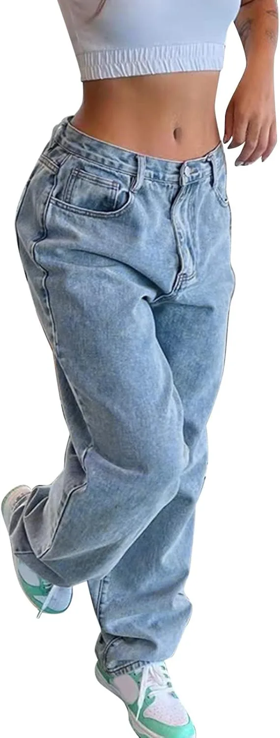 

Брюки джинсовые женские Baggy, низкая посадка, широкие