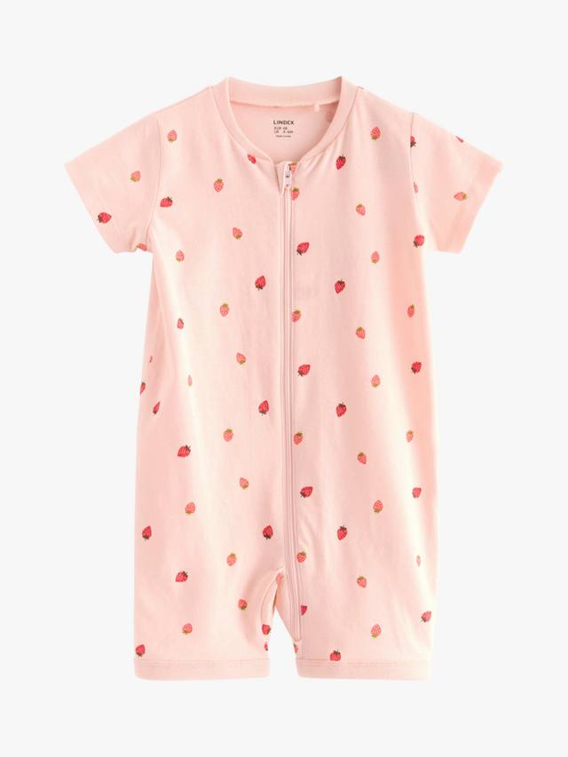 

Детский хлопковый комбинезон с клубничным принтом Lindex, Light Pink