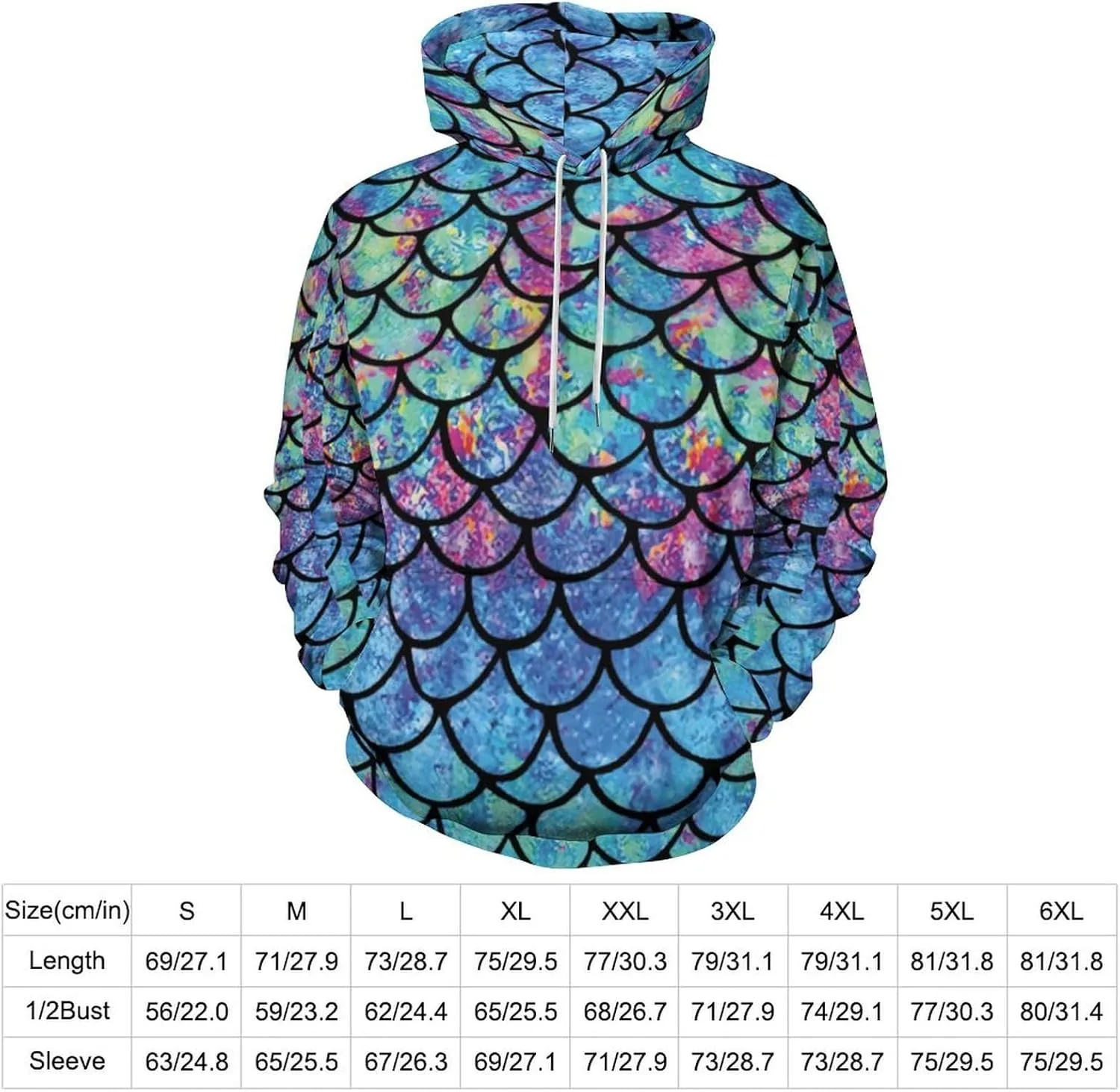 Толстовка с длинным рукавом и блестящим рисунком в виде чешуек, женская и мужская, легкая, с капюшоном, влагоотводящая, для активного отдыха Generic, синий — фото 2