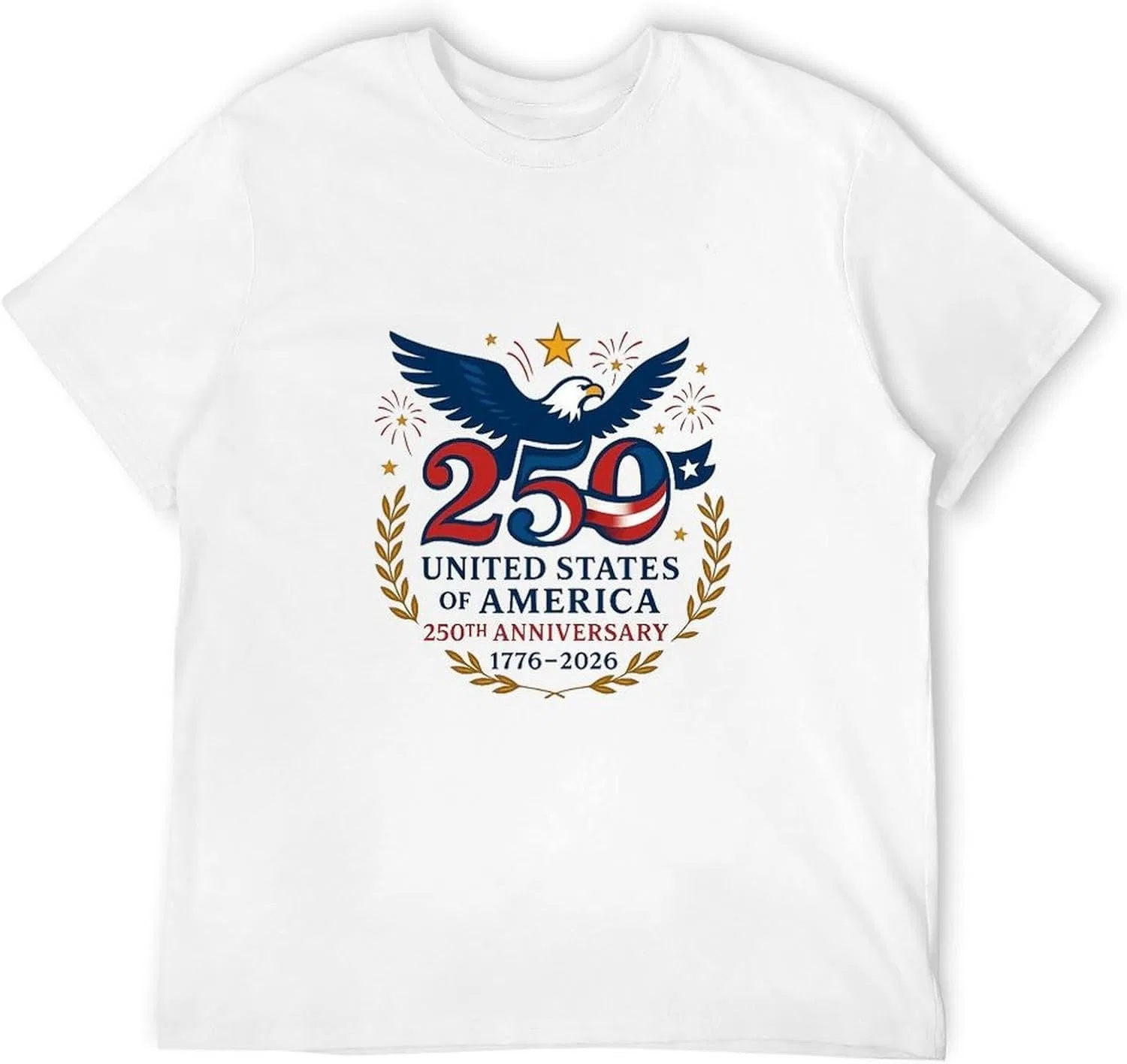 Футболка мужская, хлопковая, America's 250th Anniversary, White-style-9 — фото 4