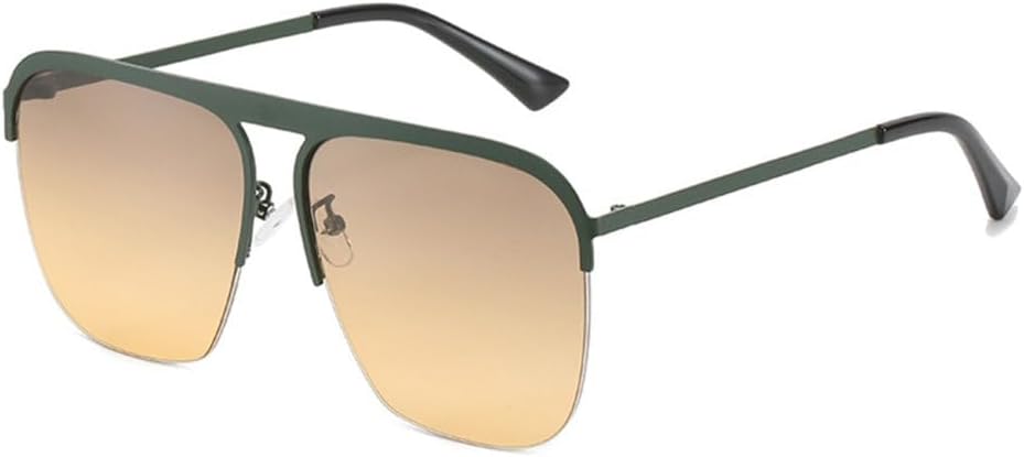 

Квадратные модные солнцезащитные очки 2027 года в металлической полуоправе для женщин и мужчин, большие солнцезащитные очки для вождения, защита от УФ-излучения UV400 MTZJH, Gold Gray