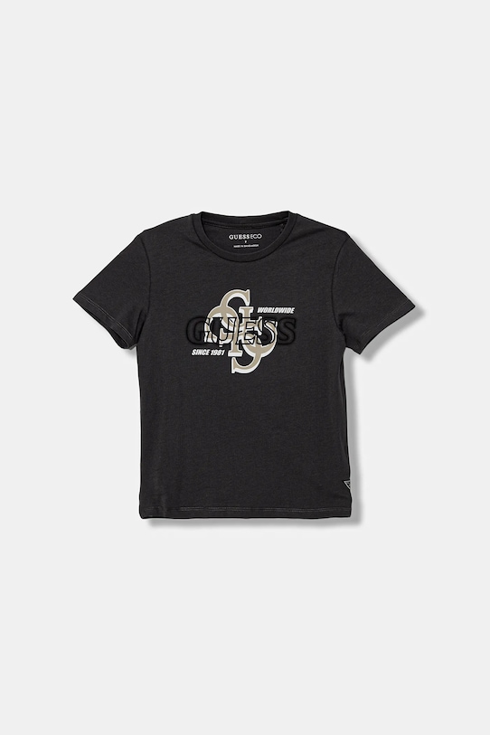 

Детская хлопковая футболка Guess, серый