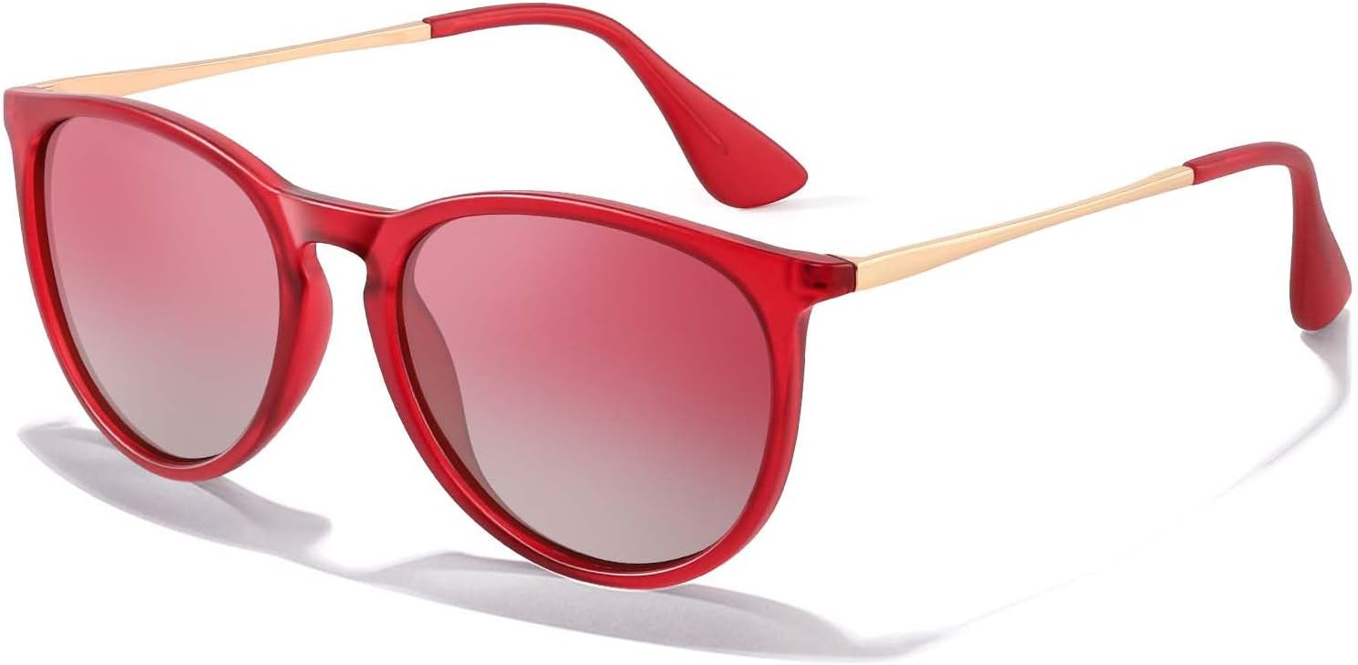 

Поляризованные солнцезащитные очки CHBP для женщин и мужчин - модный винтажный классический ретро-стиль 2025 года с круглыми зеркальными линзами. Дизайнерский стиль, 1pack-red Frame Gradient Pink Lens