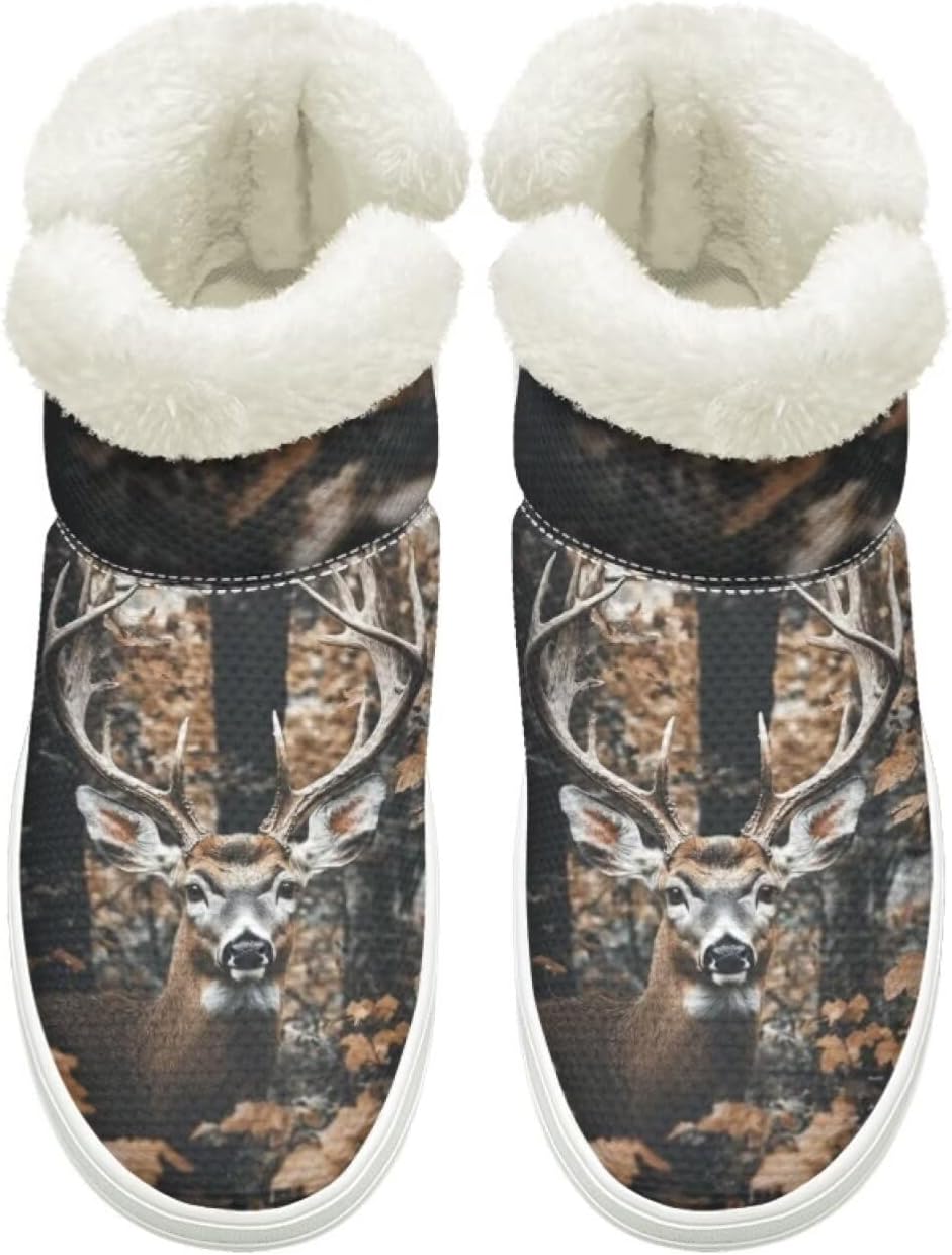 

Ботинки Cugasmaru Slip-on для женщин и мужчин с противоскользящей подошвой, зимние меховые снежные сапоги с эластичной вставкой для женщин, для активного отдыха на улице, подарок, Deer Camo