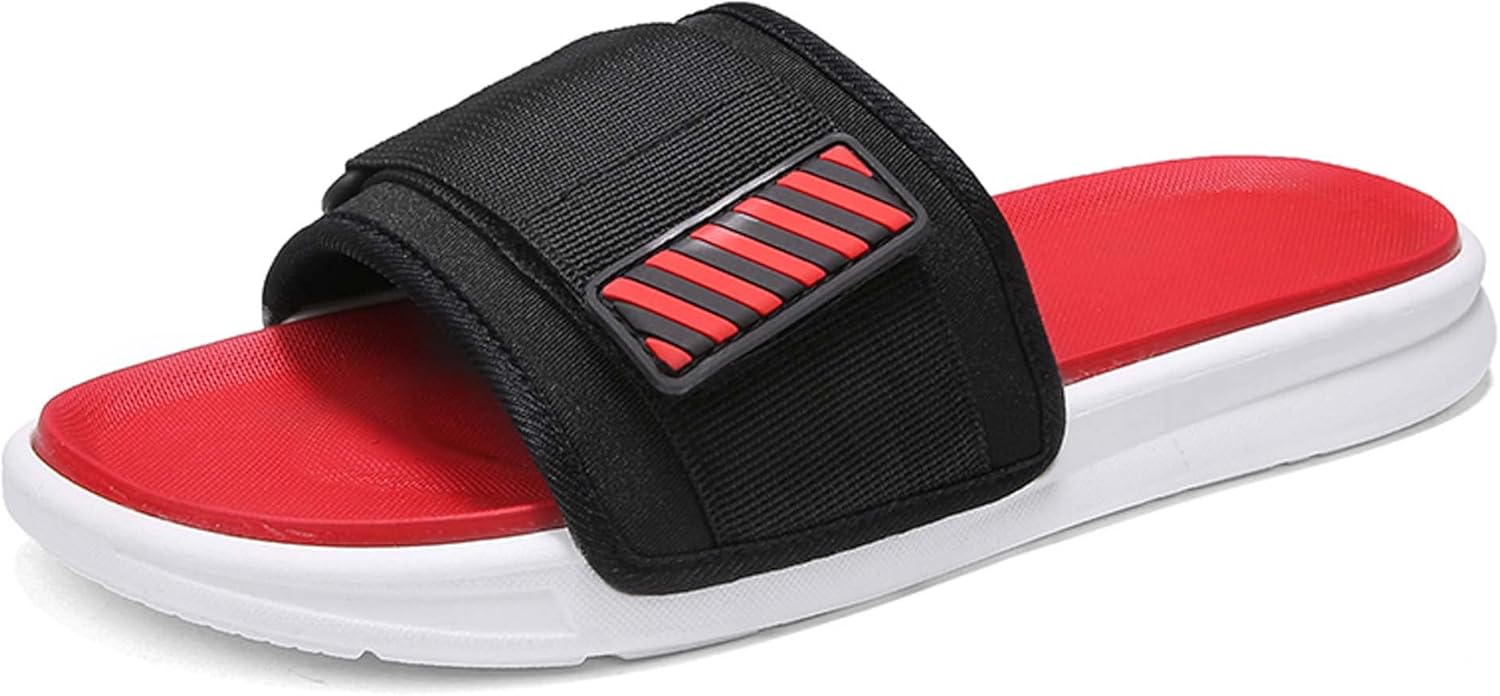 

Летние мужские тапочки-сандалии с противоскользящей подошвой, модные повседневные сандалии, комфортные, дышащие, мягкие, легкие, с плоским каблуком и толстой подошвой Generic, красный