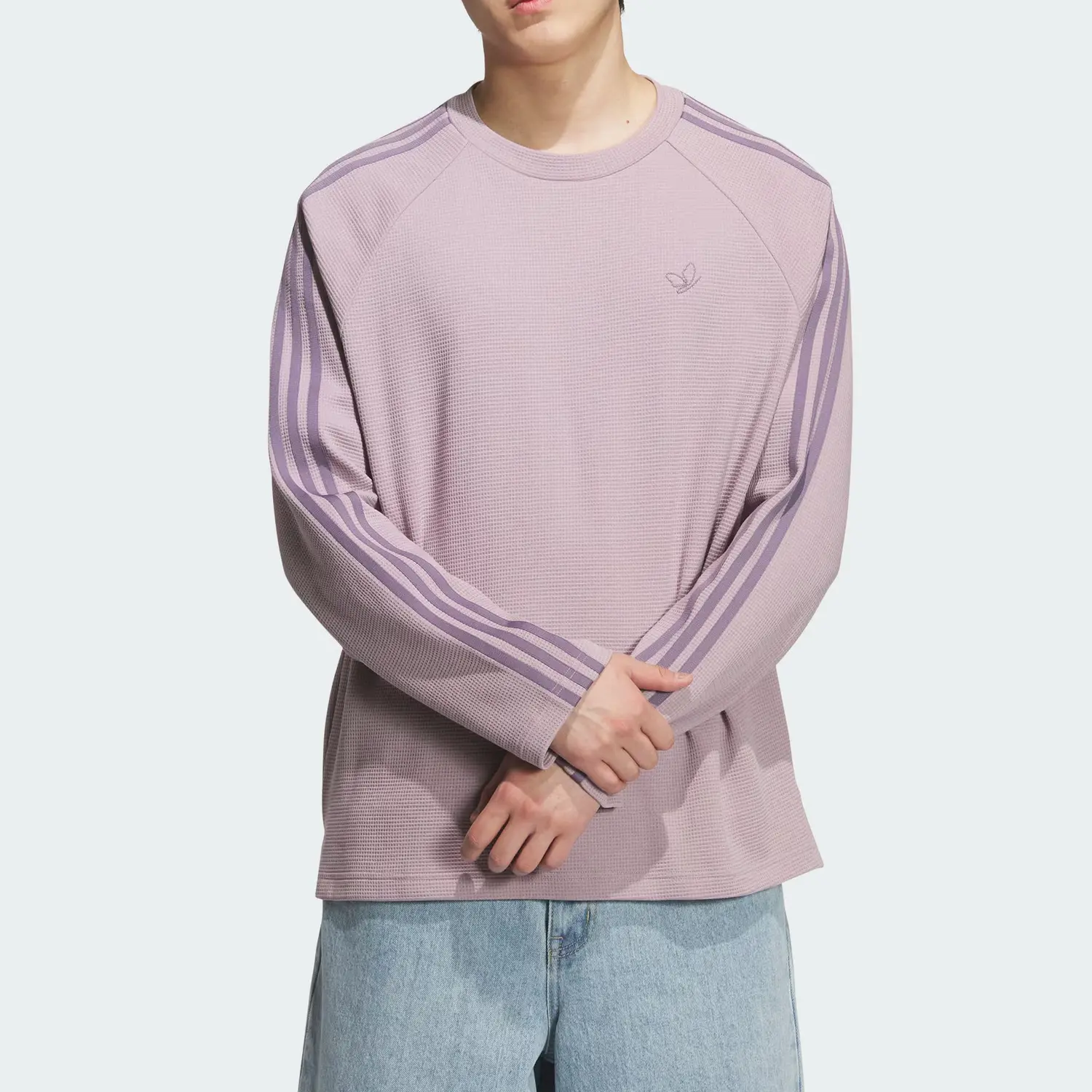 Футболка с длинным рукавом waffle knit мужская Adidas Originals, мягкий фиолетовый — фото 2