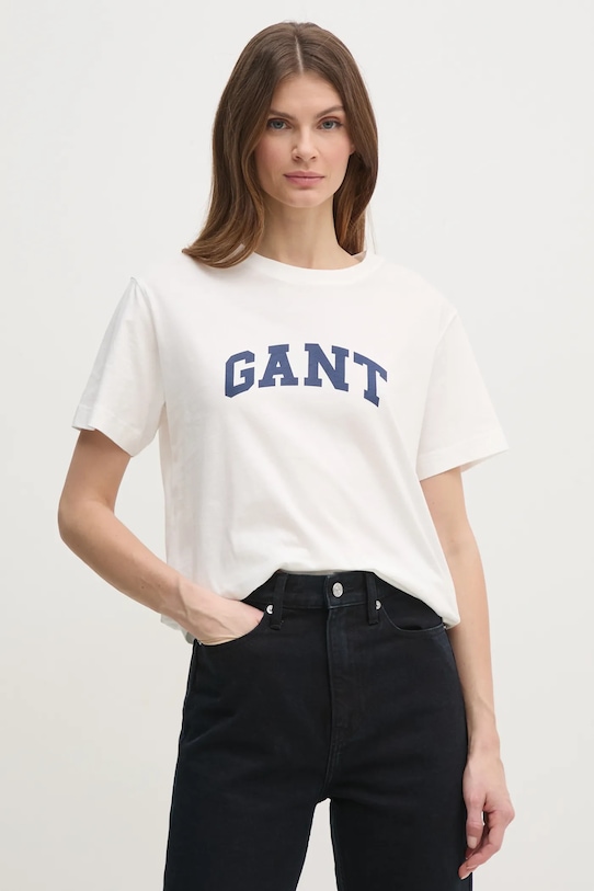 

Хлопковая футболка Gant, бежевый