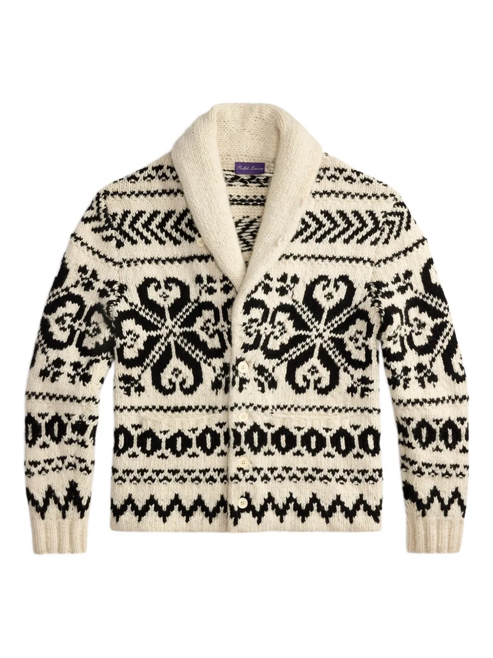 

Жаккардовый кардиган с воротником-шалькой Ralph Lauren Purple Label, белый