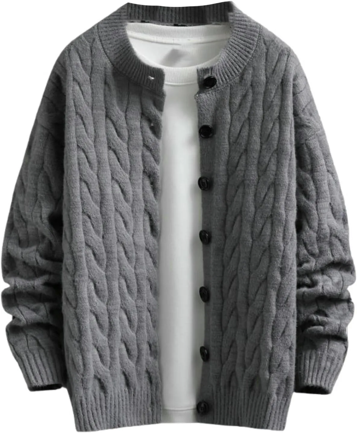 

Мужской кардиган из кабельной вязки MUFURONG