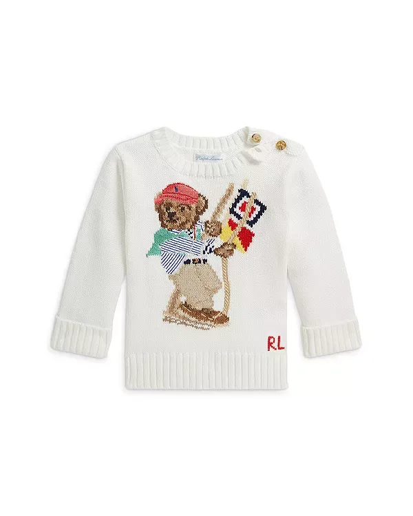 Хлопковый свитер Polo Polo с изображением медведя - детский Ralph Lauren, White