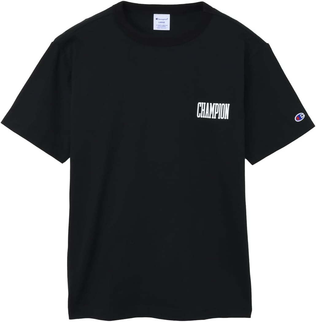 

Мужская футболка Champion с коротким рукавом и круглым вырезом, 100% хлопок, графический логотип, базовый размер C8-X319, черно-белый