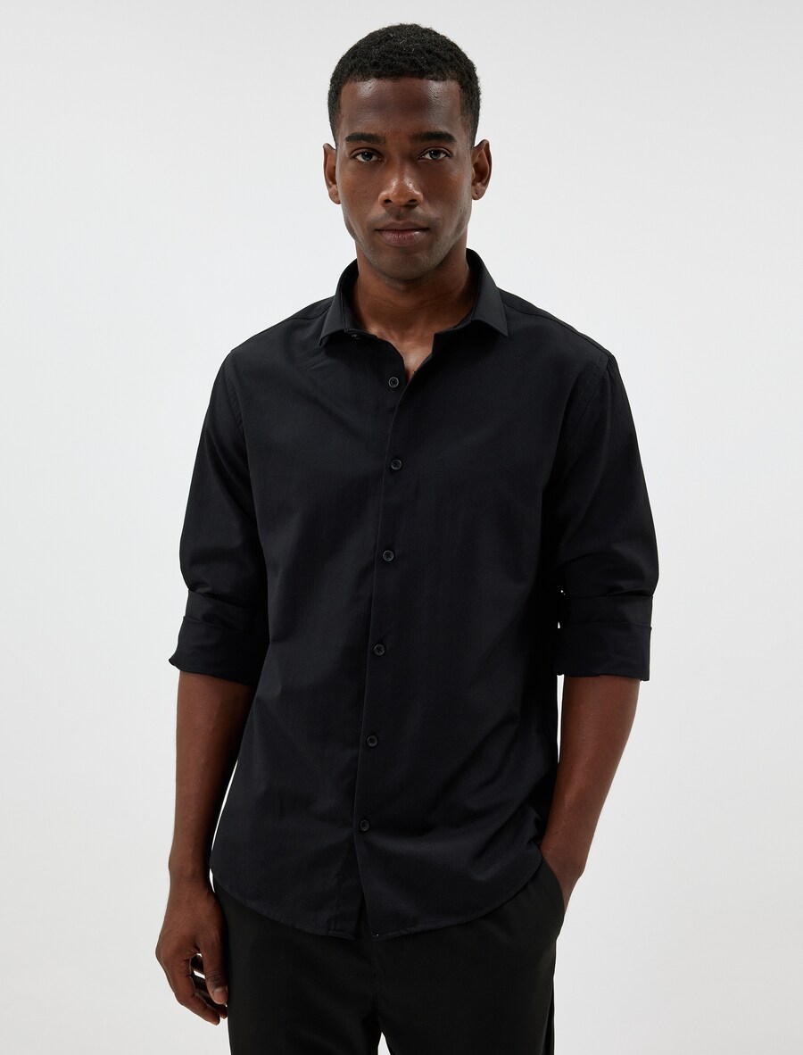 

Повседневная рубашка Koton Regular fit Button Up Shirt, черный