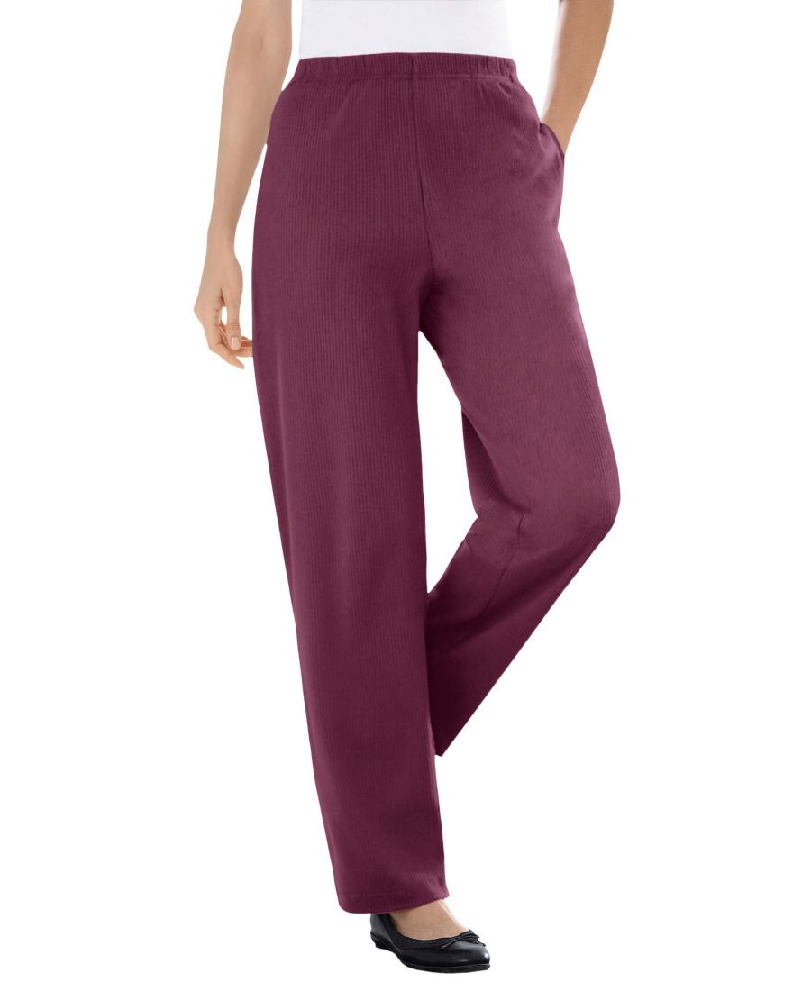 

Женские трикотажные брюки Within 7-Day прямого кроя в рубчик, надеваемые через голову Woman Within, Deep claret