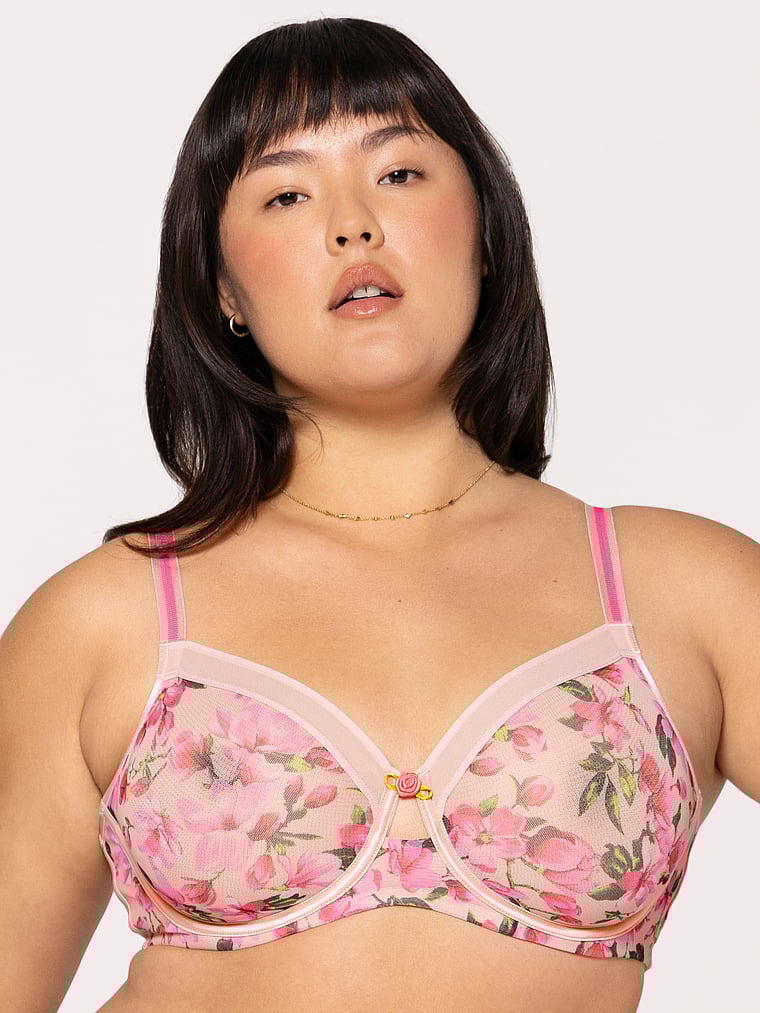 

Бюстгальтер из прозрачной сетки без подкладки Curvy Couture, мультиколор