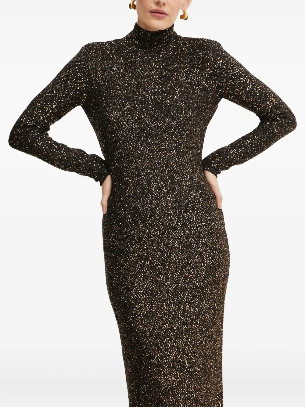 

Платье миди с высоким воротником и пайетками LUISA SPAGNOLI, коричневый
