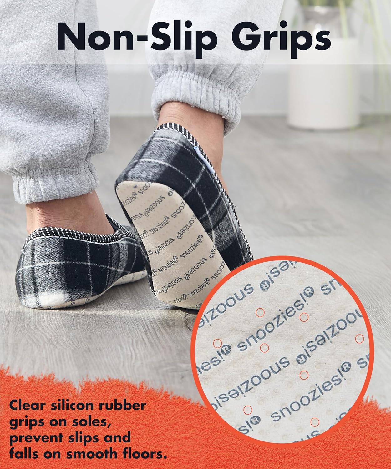 Домашние тапочки Snoozies Alpine Plaid для мужчин, с мягкой подошвой против скольжения и теплой подкладкой из шерпа, черный — фото 4