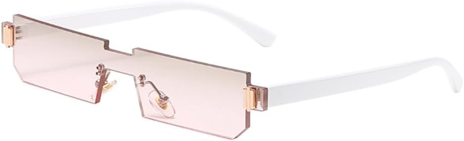 

Модные квадратные солнцезащитные очки маленького размера для женщин в стиле ретро-винтаж, цельные солнцезащитные очки без оправы, прозрачные и серые MTZJH, White Brown Pink