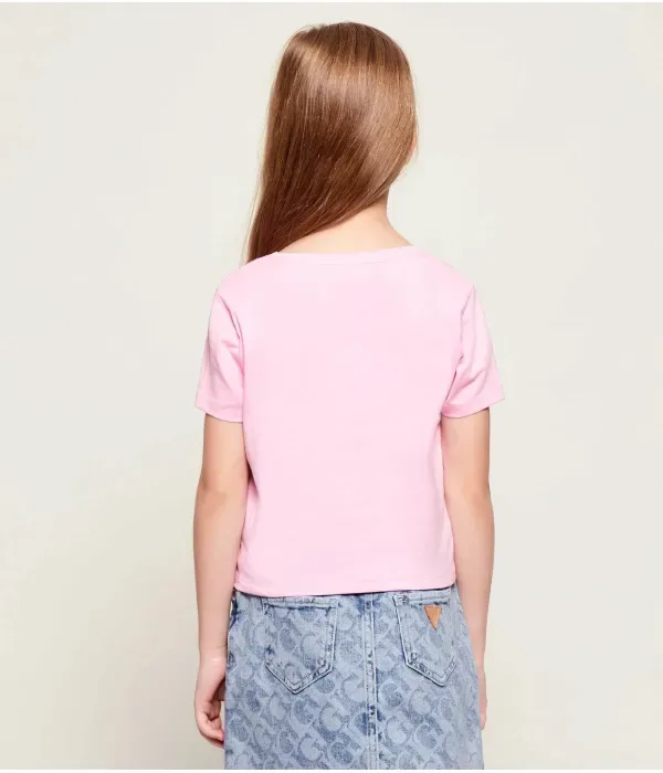 Футболка cropped fit Guess, розовый — фото 3