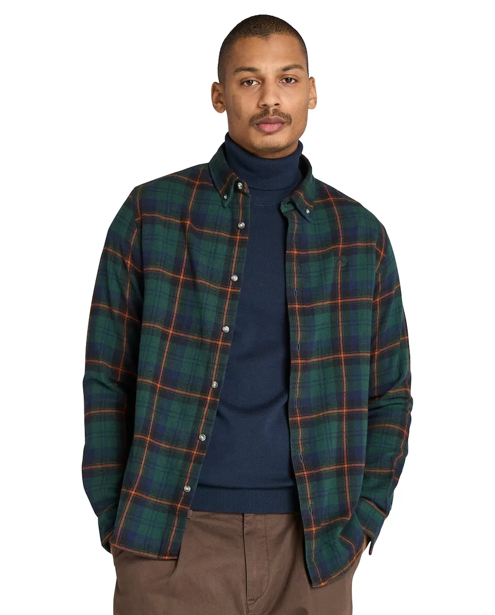 

Мужская рубашка из фланели в клетку прямого кроя Timberland, зеленый