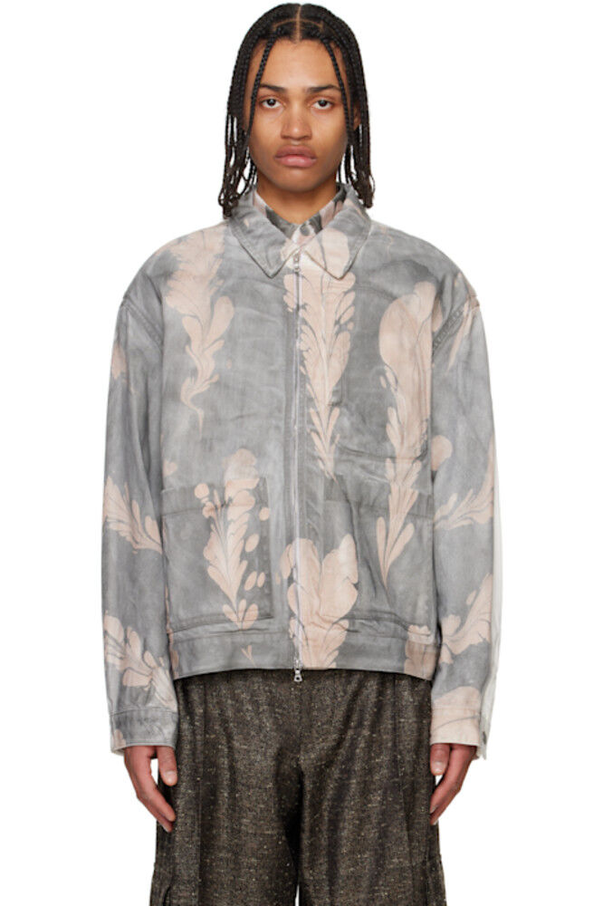 

Куртка с серо-белым принтом Dries Van Noten