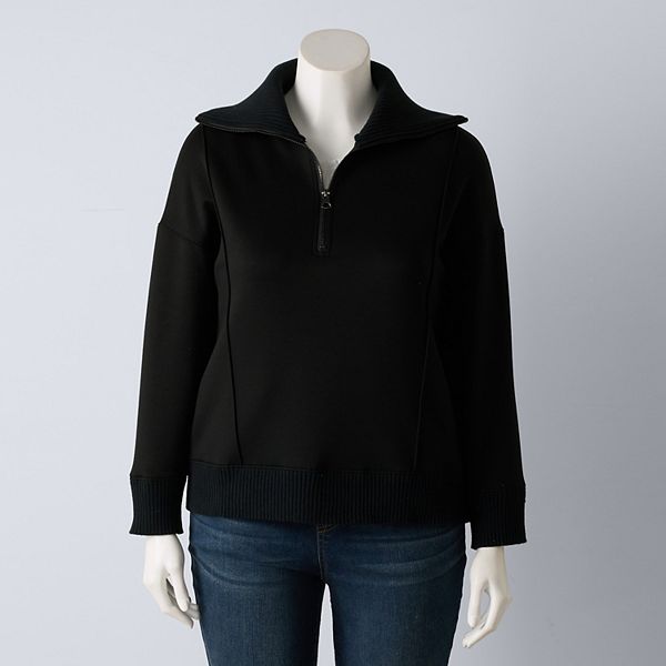 

Свитер scuba с молнией до середины, plus size Simply Vera Vera Wang, Black