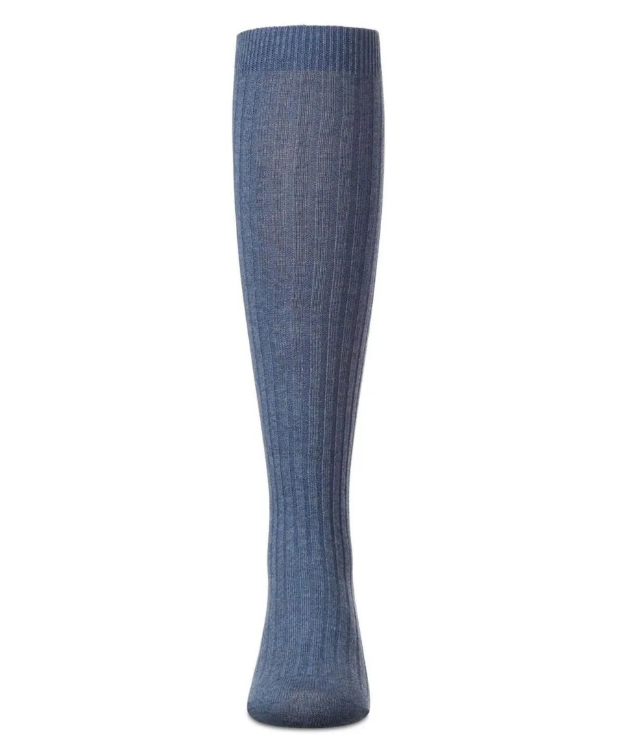 Детские ребристые хлопковые гольфы до колена MeMoi, Indigo Denim — фото 2
