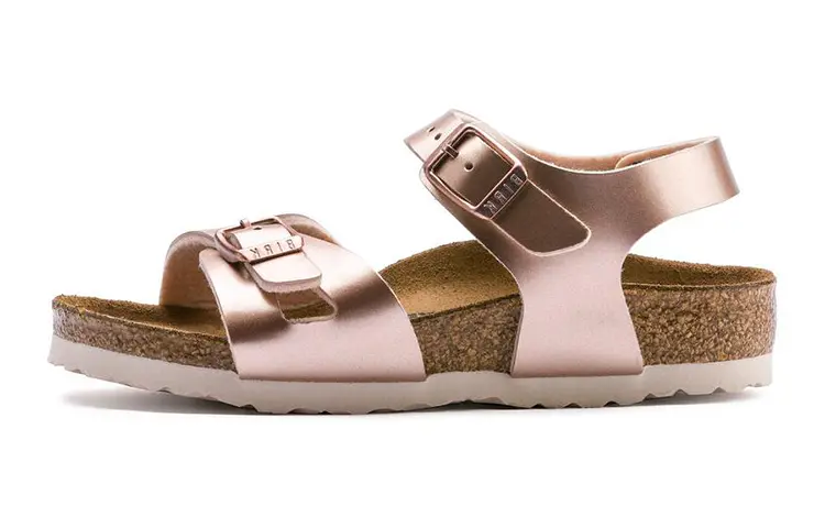

Детские сандалии с металлическими кожаными ремешками и пряжками Birkenstock, розовый