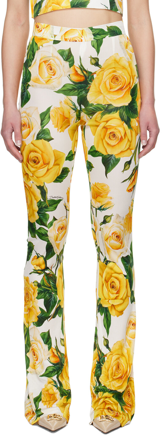 

Бело-желтые леггинсы с цветочным принтом Dolce&Gabbana