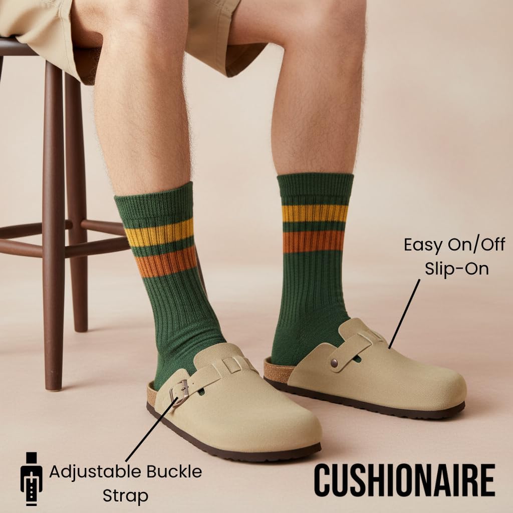 Мужские сабо CUSHIONAIRE Haze из настоящей замши - удобные слипоны с регулируемой пряжкой, Taupe — фото 3