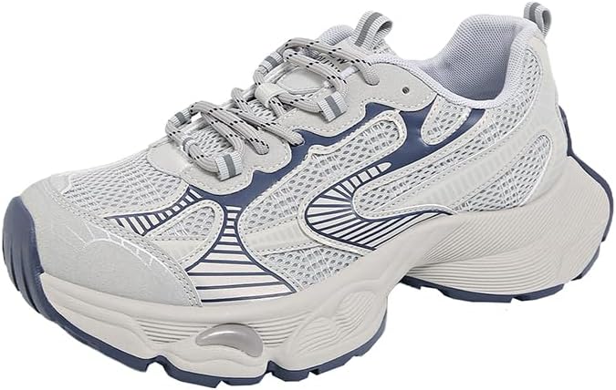 

Женские и мужские модные кроссовки, низкие, женские дышащие кроссовки из сетки однотонного цвета, на шнуровке, платформенные повседневные кроссовки Hhhchpm, синий