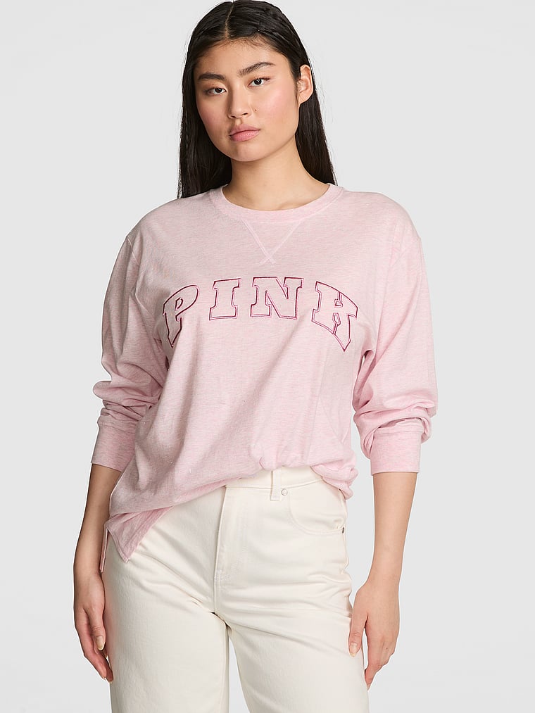 

Футболка с длинным рукавом из хлопка Campus Pink, heathered pink petal woven shine, Красный, Футболка с длинным рукавом из хлопка Campus Pink, heathered pink petal woven shine