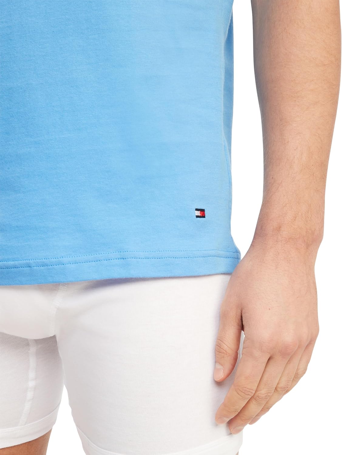 Мужские классические хлопковые майки Tommy Hilfiger с круглым вырезом, упаковка из 3 шт., Grey Heather, Copenhagen Blue, White — фото 3