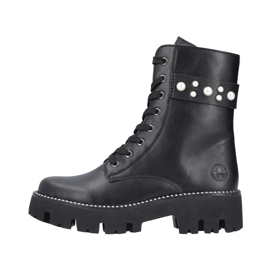Женские ботинки Rieker Lace-Up высокие с декоративными бусинами, черный