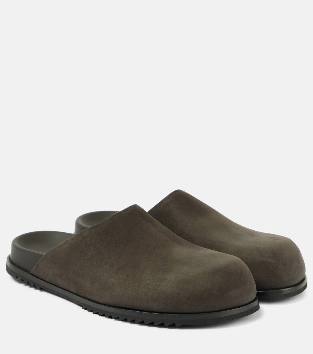 Кожаные слайдеры Granola Rick Owens, цвет dark dust