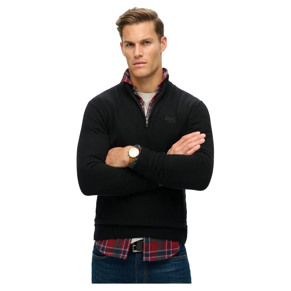 

Свитер Superdry Essential Embroidered half zip, черный