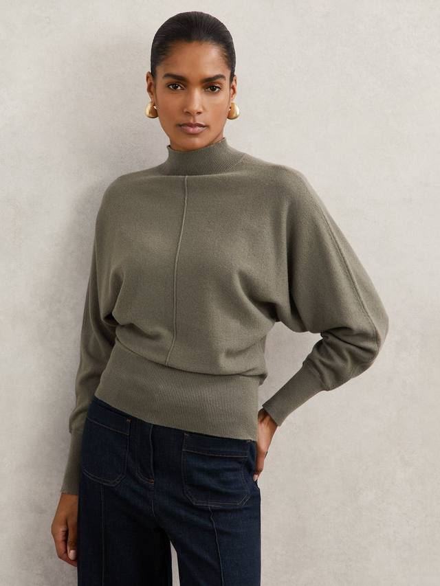 

Джемпер Susie с воронкообразным воротником из шерсти с добавлением других материалов Reiss, Sage Green