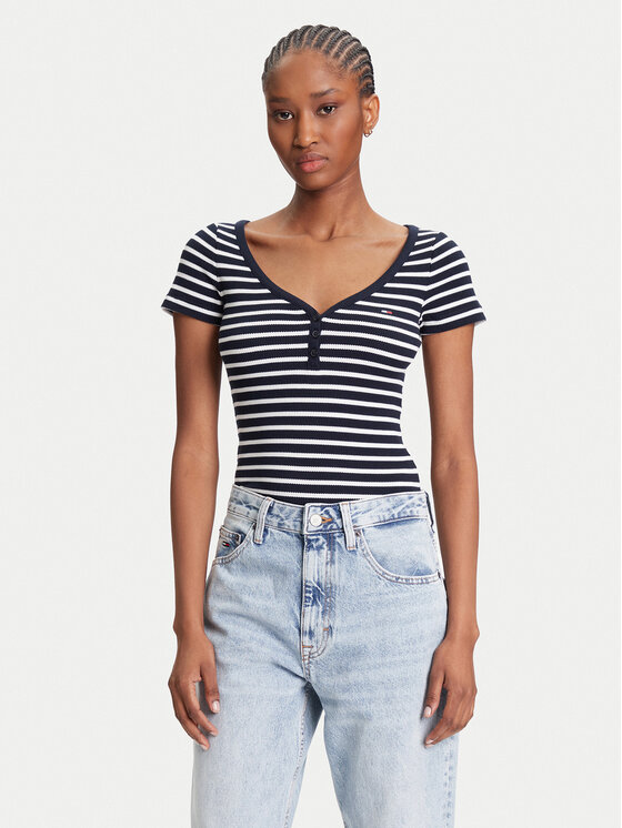 

Облегающая футболка Henley DW0DW20902 Tommy Jeans, синий