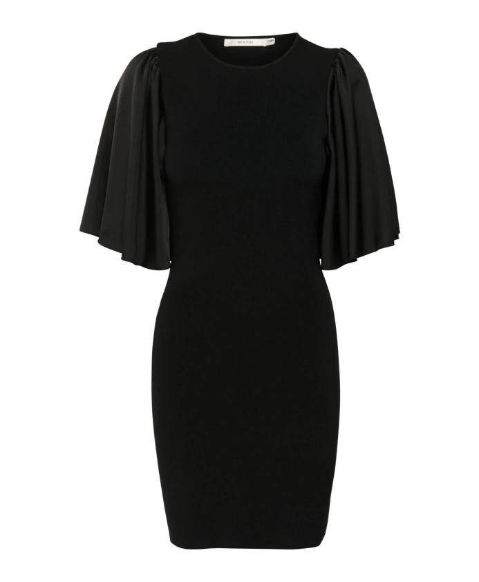 

Элегантное короткое черное платье с воланами на рукавах Gestuz, черный