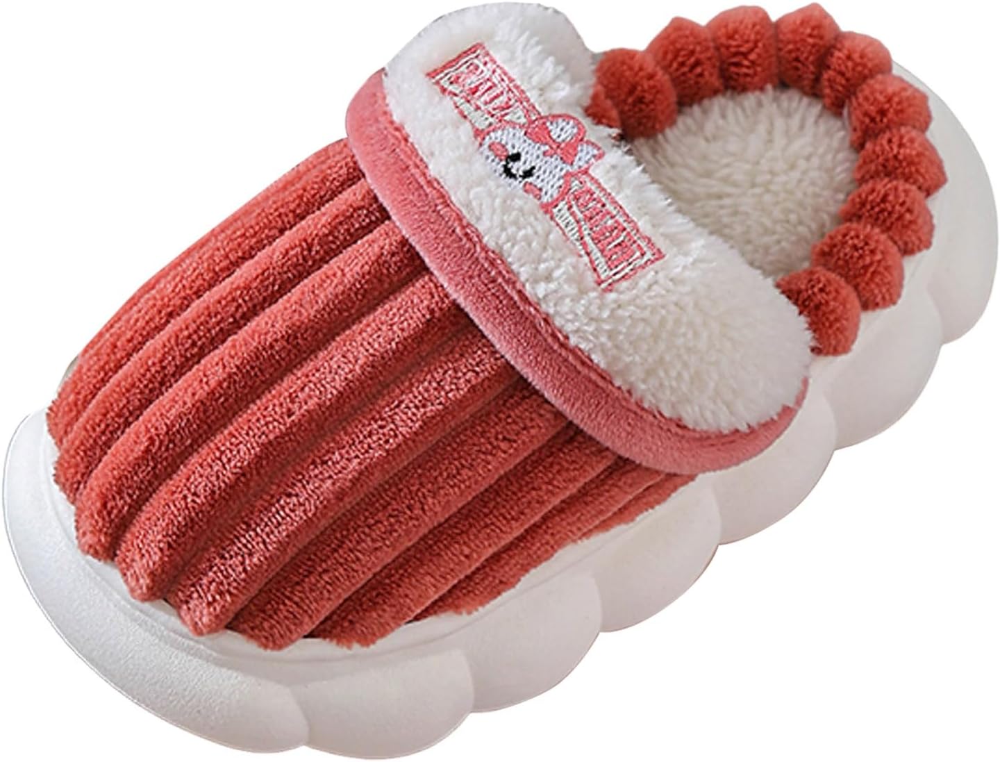

Мягкие домашние тапочки для мальчиков и девочек, плюшевые, удобные, теплые, нескользящие, для дома, зимние, с толстой подошвой Iwihmiv, красный