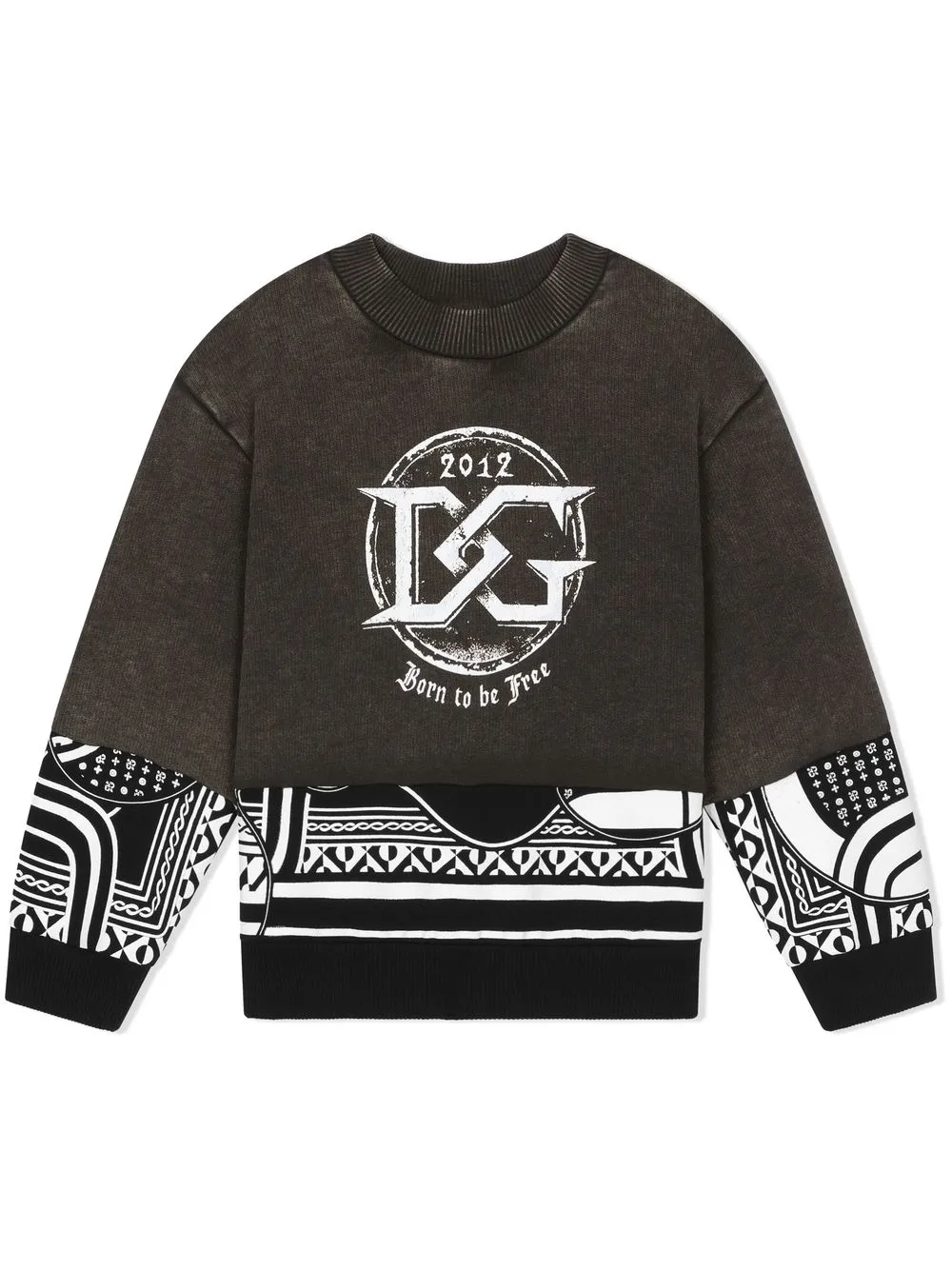

Толстовка в технике пэчворк с логотипом Dolce & Gabbana Kids, черный