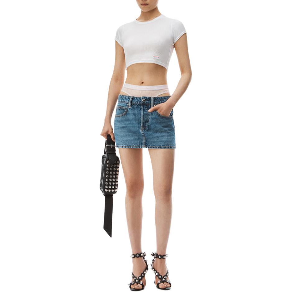 Престиль Хотфикс Многослойная Мини-юбка Alexander Wang, Винтаж Индиго — фото 3