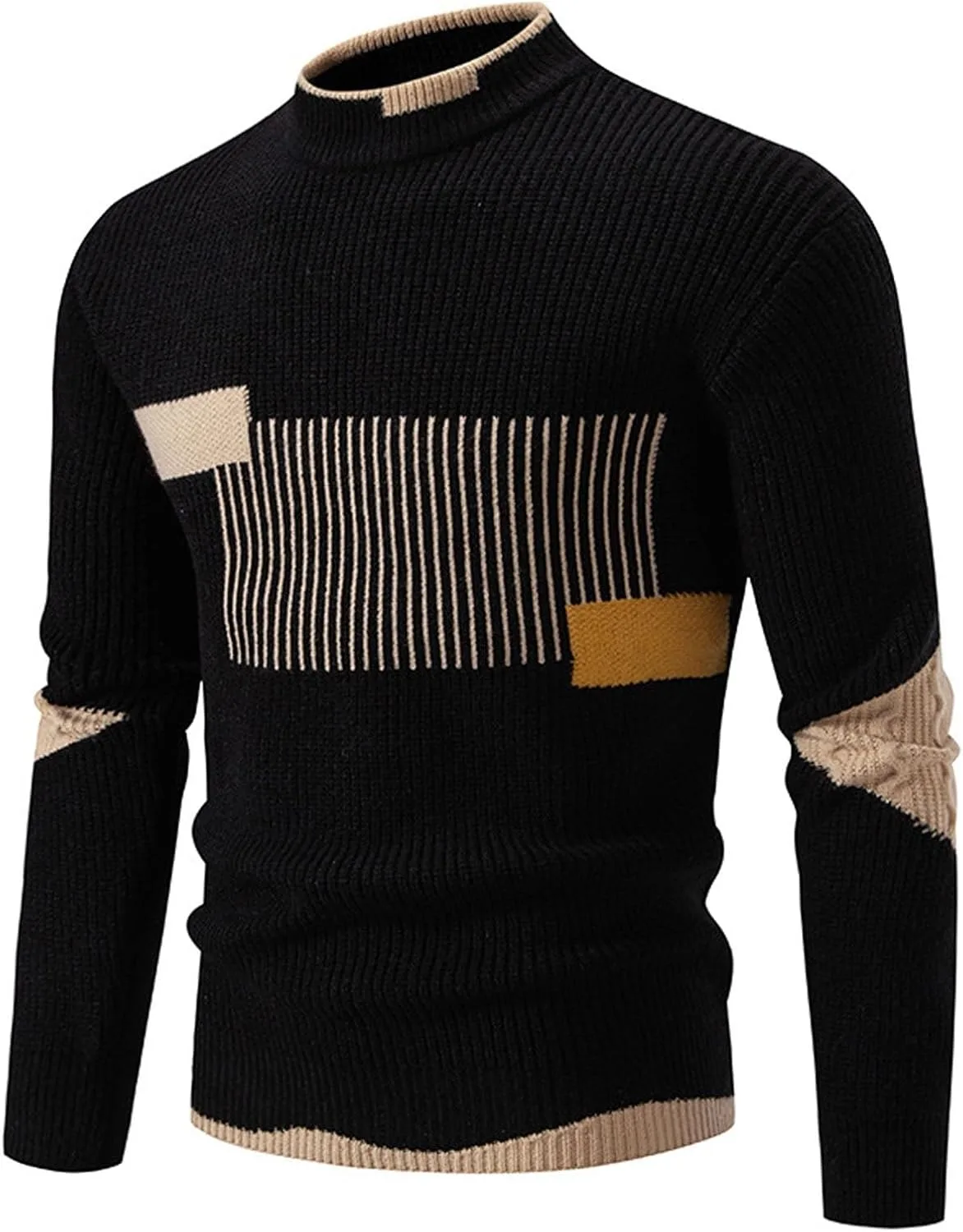 

Мужской легкий свитер с цветными блоками в этническом стиле